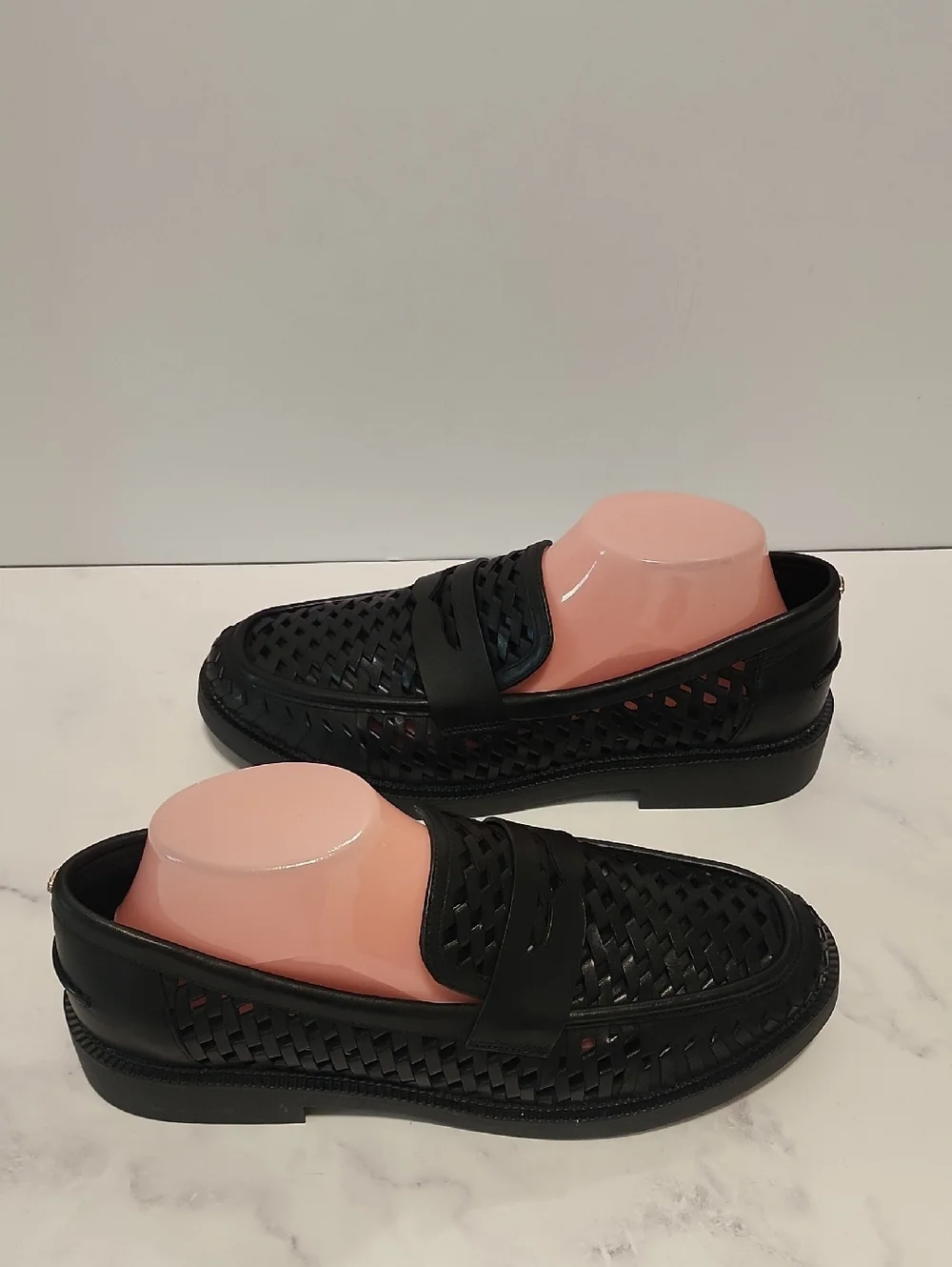 Michael Kors Eden Loafer Black Woven Leather Shoes